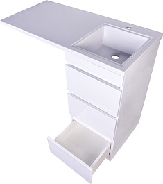 Style Line Тумба с раковиной Даллас 100 R Люкс Plus 3 ящика белая – фотография-5